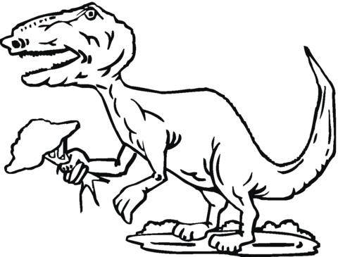 Tyrannosaurus Holds Tree Coloring Page